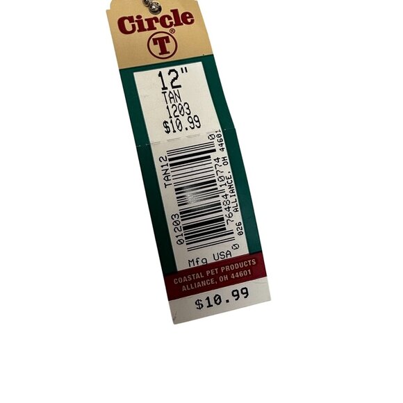 Circle T 12" Tan Leather Dog Collar Premium Quality Durable Adjustable - Picture 3 of 4